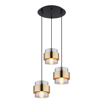 Globo - Candelabro suspenso 3xE27/60W/230V preto/latão