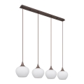 Globo - Candelabro suspenso 4xE27/40W/230V branco/castanho