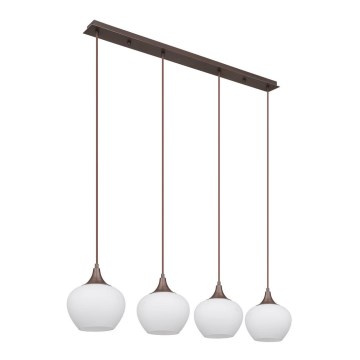 Globo - Candelabro suspenso 4xE27/40W/230V branco/castanho
