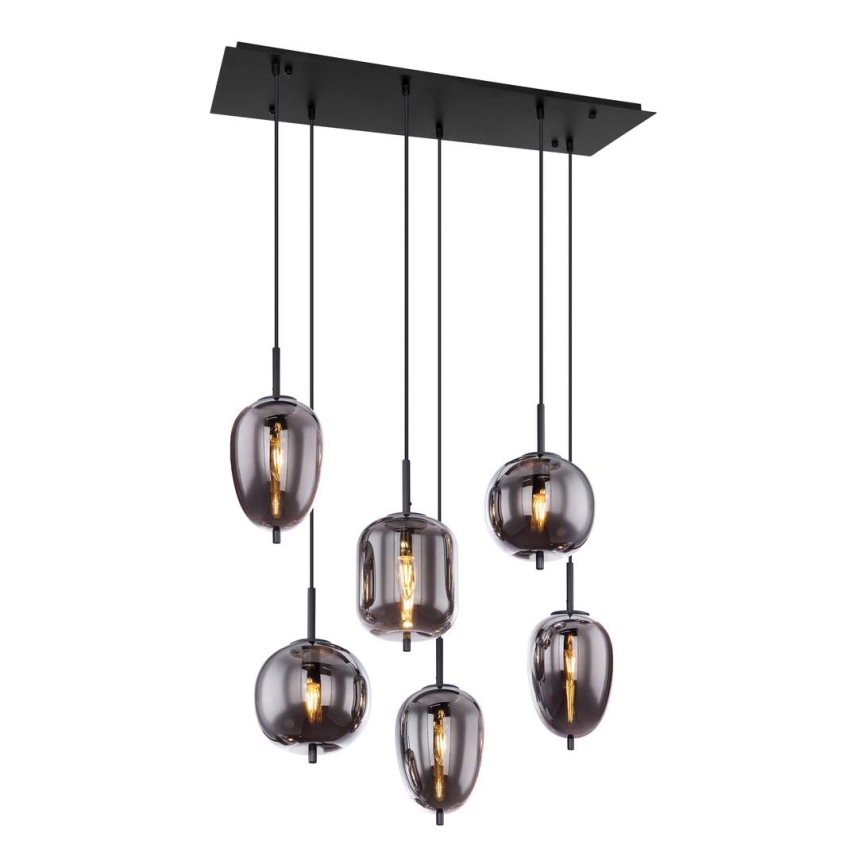 Globo - Candelabro suspenso 6xE14/40W/230V preto