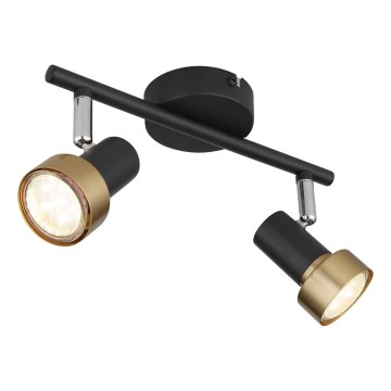 Globo - Foco  2xGU10/25W/230V preto/dourado