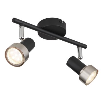 Globo - Foco  2xGU10/25W/230V preto/prateado
