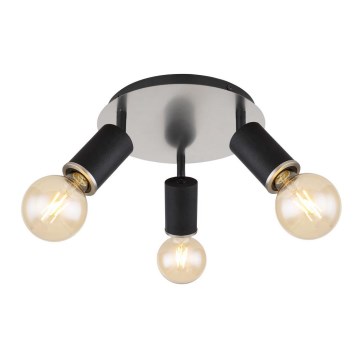 Globo - Foco 3xE27/60W/230V madeira preta