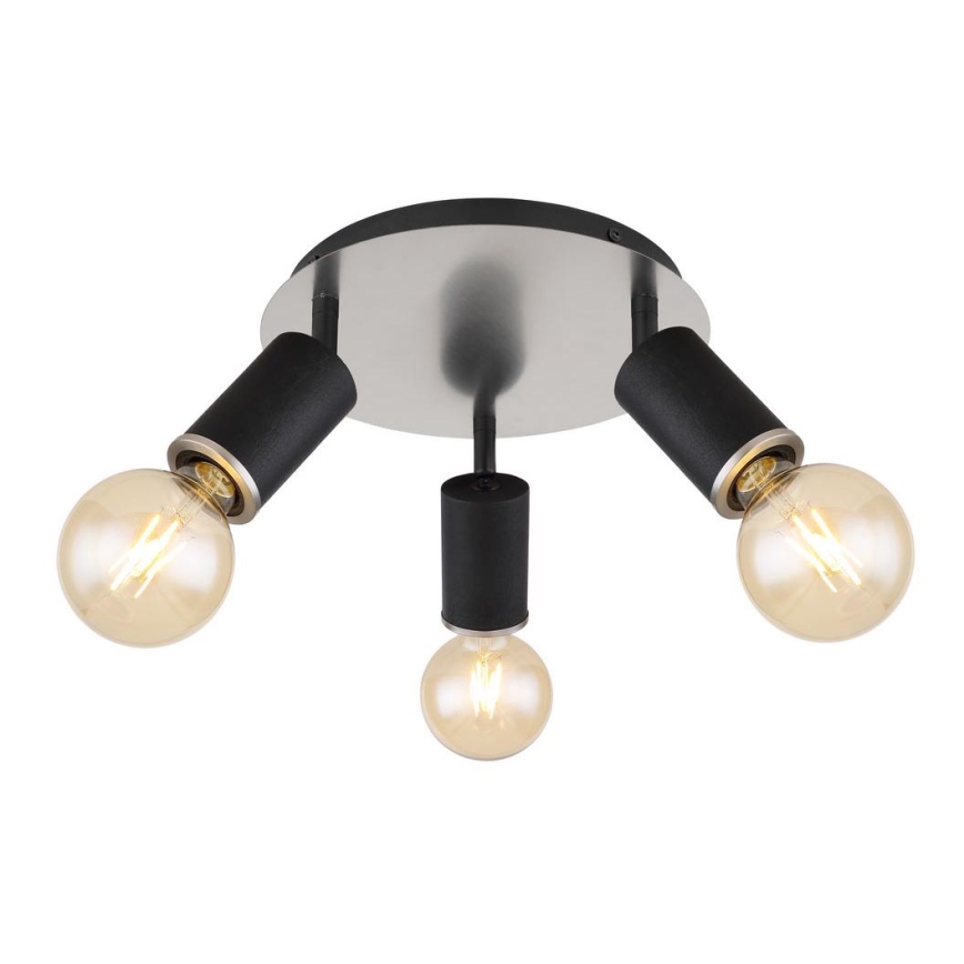 Globo - Foco 3xE27/60W/230V madeira preta