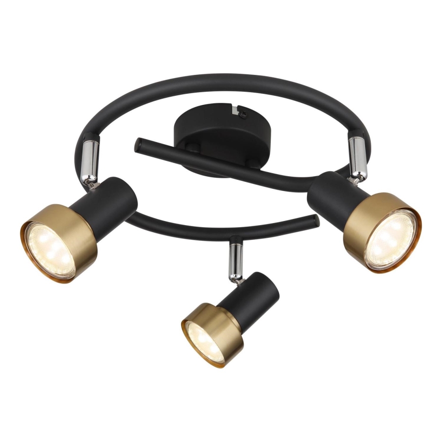 Globo - Foco  3xGU10/25W/230V preto/dourado