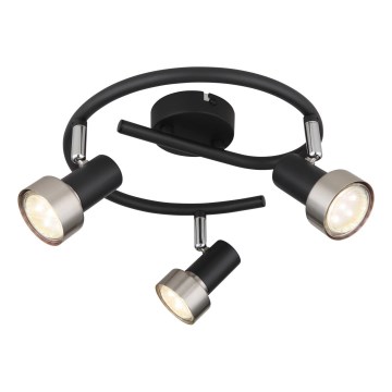 Globo - Foco  3xGU10/25W/230V preto/prateado