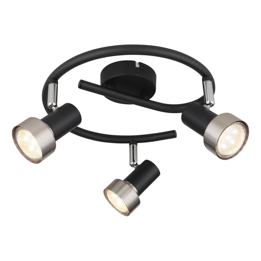 Globo - Foco  3xGU10/25W/230V preto/prateado