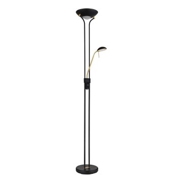 Globo - Lâmpada de pé LED regulável LED/20W/230V + LED/5,5W 3000K preto/dourado