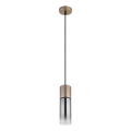 Globo - Pendente em cabo 1xE27/25W/230V bronze Ø 10,5 cm
