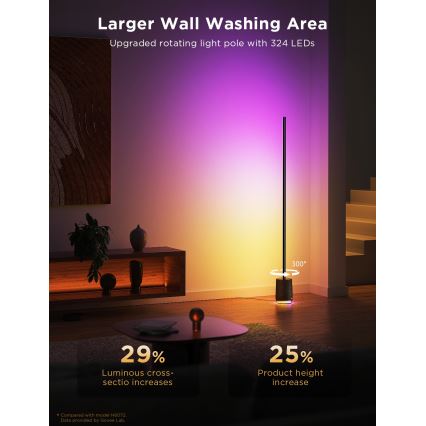 Govee - Candeeiro de chão LED com regulação e colunas Pro RGBICWW 2200-6500K Wi-Fi + comando