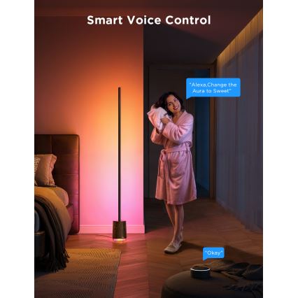 Govee - Candeeiro de chão LED com regulação e colunas Pro RGBICWW 2200-6500K Wi-Fi + comando