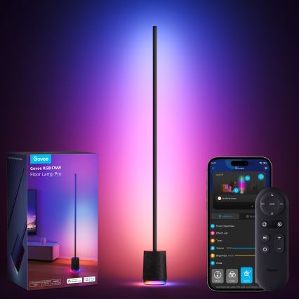 Govee - Candeeiro de chão LED com regulação e colunas Pro RGBICWW 2200-6500K Wi-Fi + comando