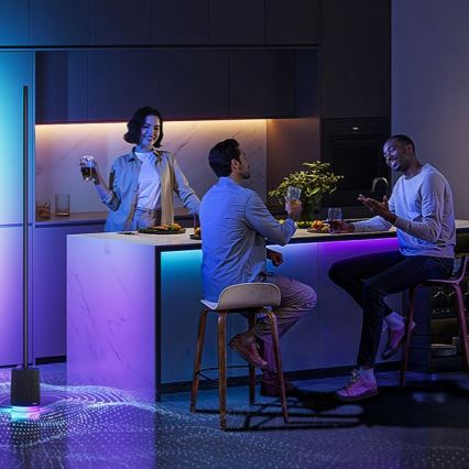 Govee - Candeeiro de chão LED com regulação e colunas Pro RGBICWW 2200-6500K Wi-Fi + comando