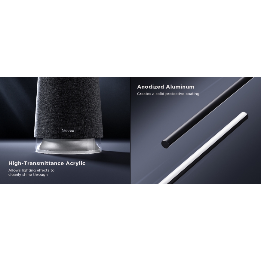 Govee - Candeeiro de chão LED com regulação e colunas Pro RGBICWW 2200-6500K Wi-Fi + comando