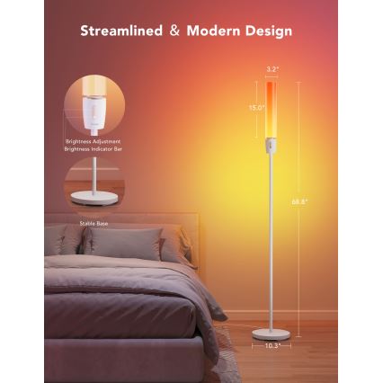Govee - Candeeiro de chão LED com regulação CYLINDER SMART RGBICWW 2200-6500K