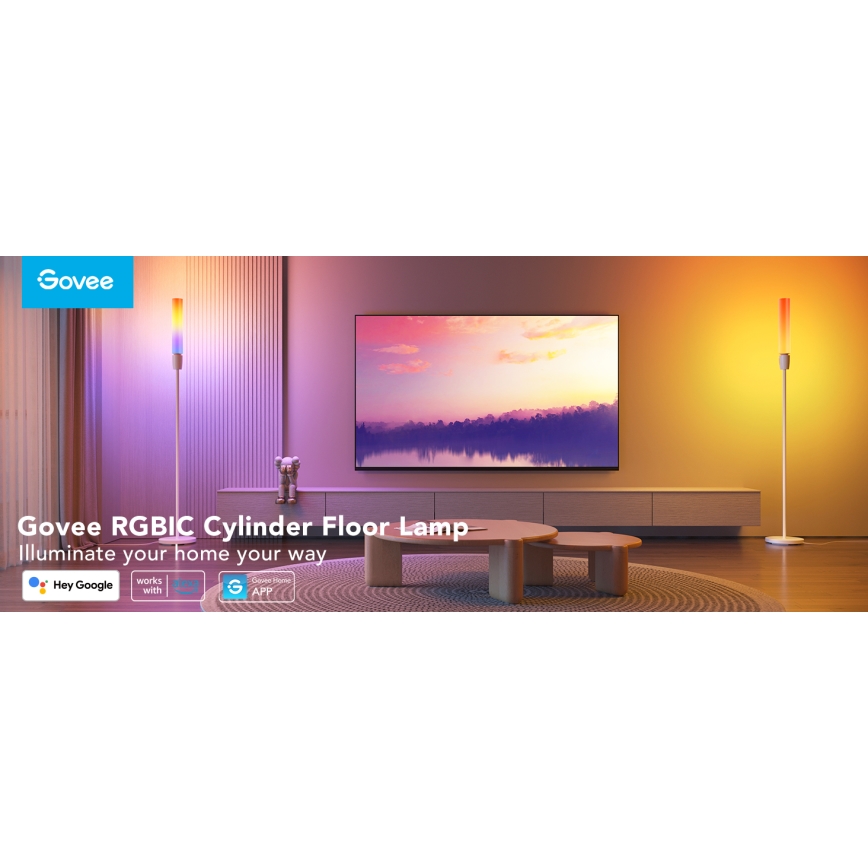 Govee - Candeeiro de chão LED com regulação CYLINDER SMART RGBICWW 2200-6500K