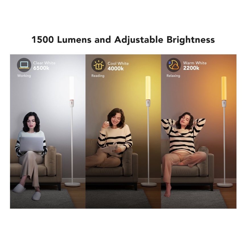 Govee - Candeeiro de chão LED com regulação CYLINDER SMART RGBICWW 2200-6500K