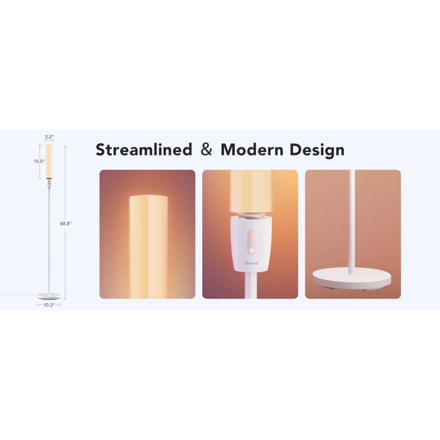 Govee - Candeeiro de chão LED com regulação CYLINDER SMART RGBICWW 2200-6500K