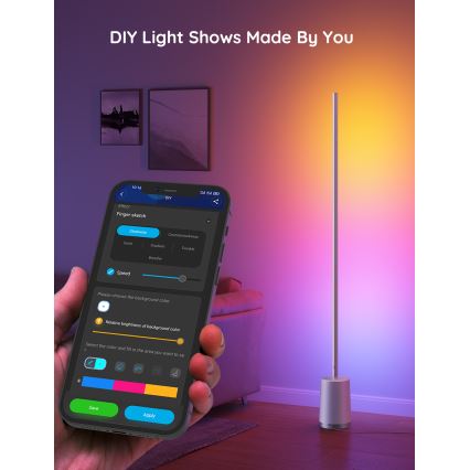 Govee - Candeeiro de chão LED com regulação Lyra Smart RGBICWW 2200-6500K Wi-Fi + comando