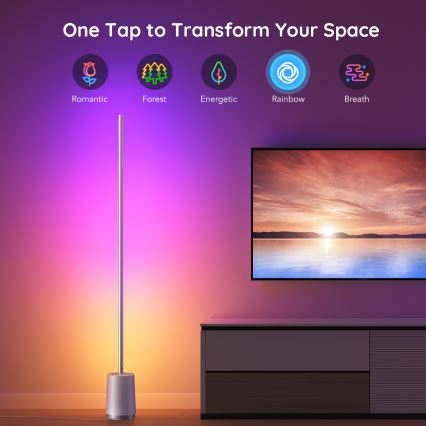 Govee - Candeeiro de chão LED com regulação Lyra Smart RGBICWW 2200-6500K Wi-Fi + comando