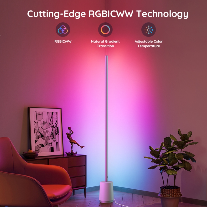 Govee - Candeeiro de chão LED com regulação Lyra Smart RGBICWW 2200-6500K Wi-Fi + comando