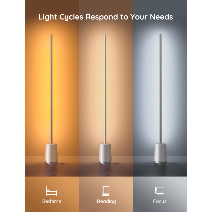 Govee - Candeeiro de chão LED com regulação Lyra Smart RGBICWW 2200-6500K Wi-Fi + comando