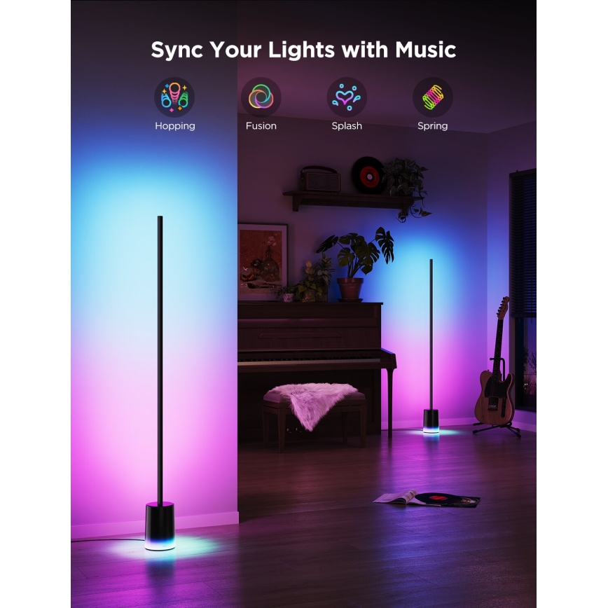 Govee - Candeeiro de chão LED com regulação Smart MATTER LED RGBICWW 2200-6500K Wi-Fi + comando