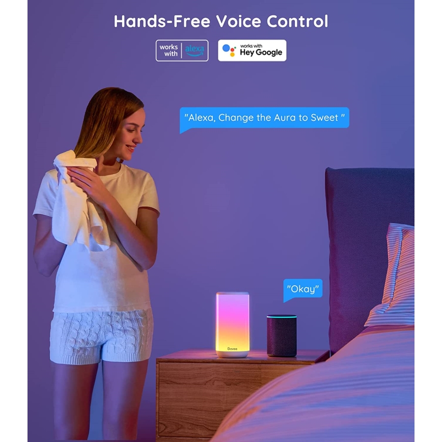 Govee - Candeeiro de mesa LED RGBIC com regulação AURA 2 2200-6500K Wi-Fi Matter