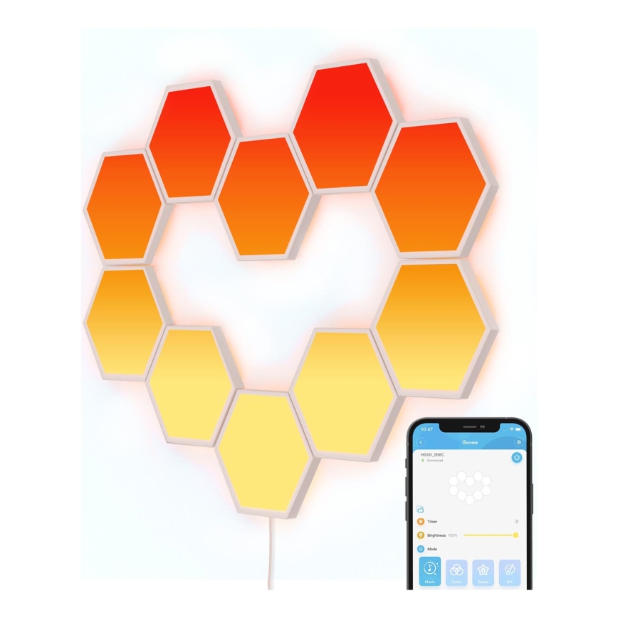 Govee - CONJUNTO 10x Painéis LED RGB com regulação LED/36W/230V Wi-Fi