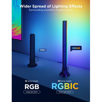 Govee - CONJUNTO 2x Backlight TV 55-65" SMART LED retroiluminação RGBICW Wi-Fi