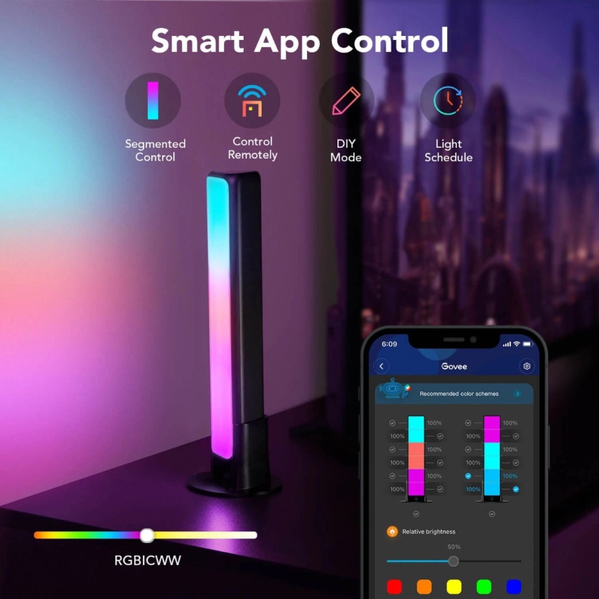 Govee - CONJUNTO 2x Flow Plus SMART LED TV & Gaming - RGBICWW Wi-Fi