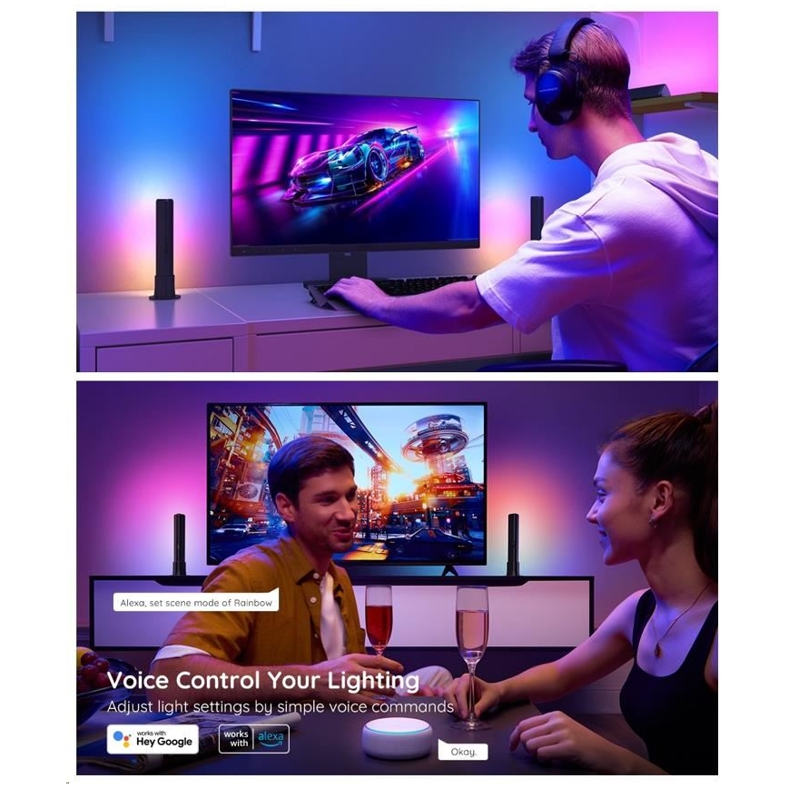Govee - CONJUNTO 2x Flow Plus SMART LED TV & Gaming - RGBICWW Wi-Fi