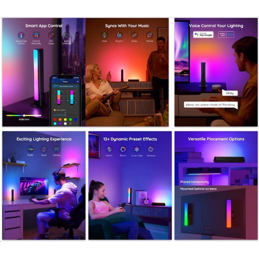 Govee - CONJUNTO 2x Flow Plus SMART LED TV & Gaming - RGBICWW Wi-Fi
