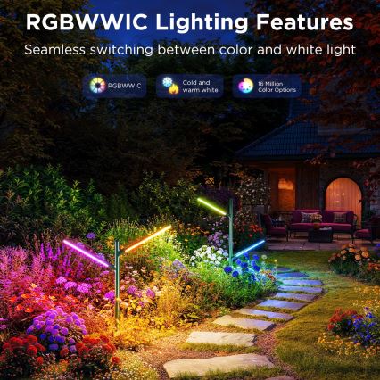 Govee- CONJUNTO 2x Lâmpadas de exterior LED RGBICWW regulável LED/36W/230V IP66 2700-6500K Wi-Fi