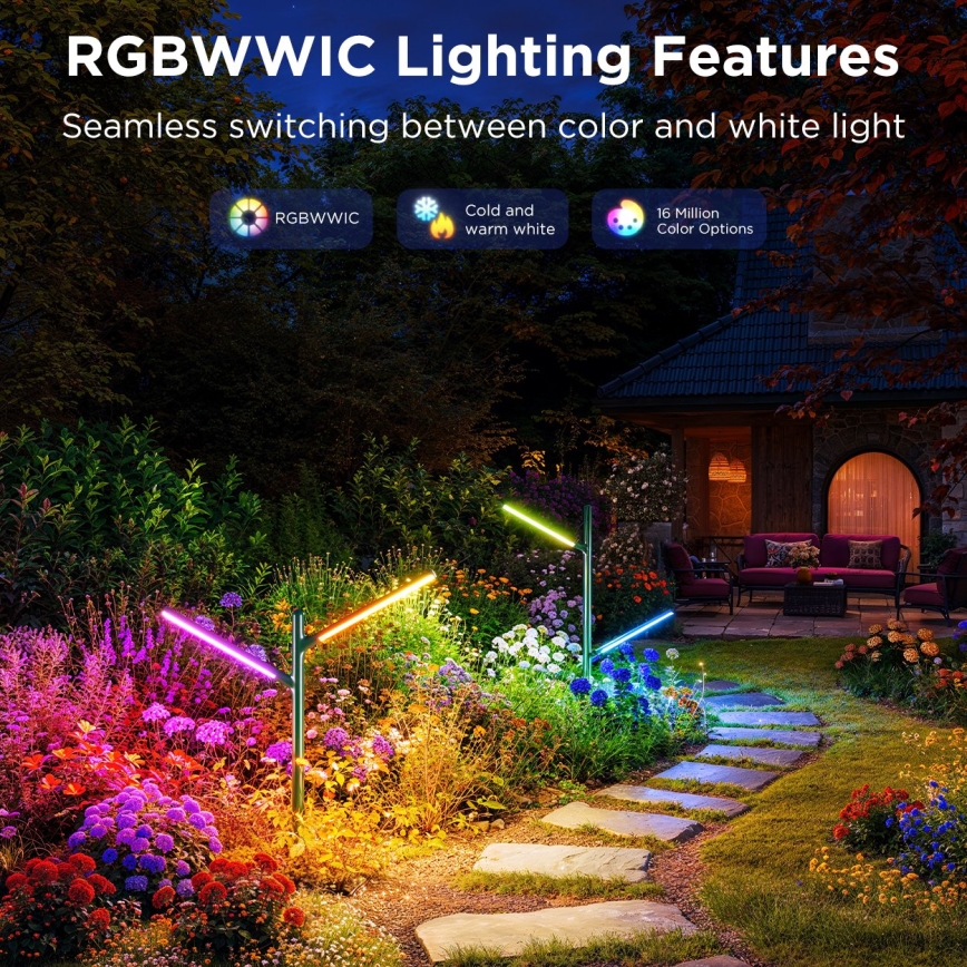 Govee- CONJUNTO 2x Lâmpadas de exterior LED RGBICWW regulável LED/36W/230V IP66 2700-6500K Wi-Fi
