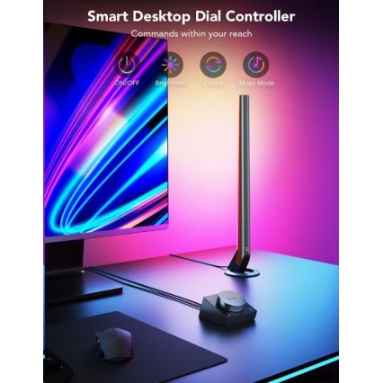 Govee - CONJUNTO 2x Smart Gaming Wi-Fi LED RGBIC Panels + Smart Dual + controlo remoto