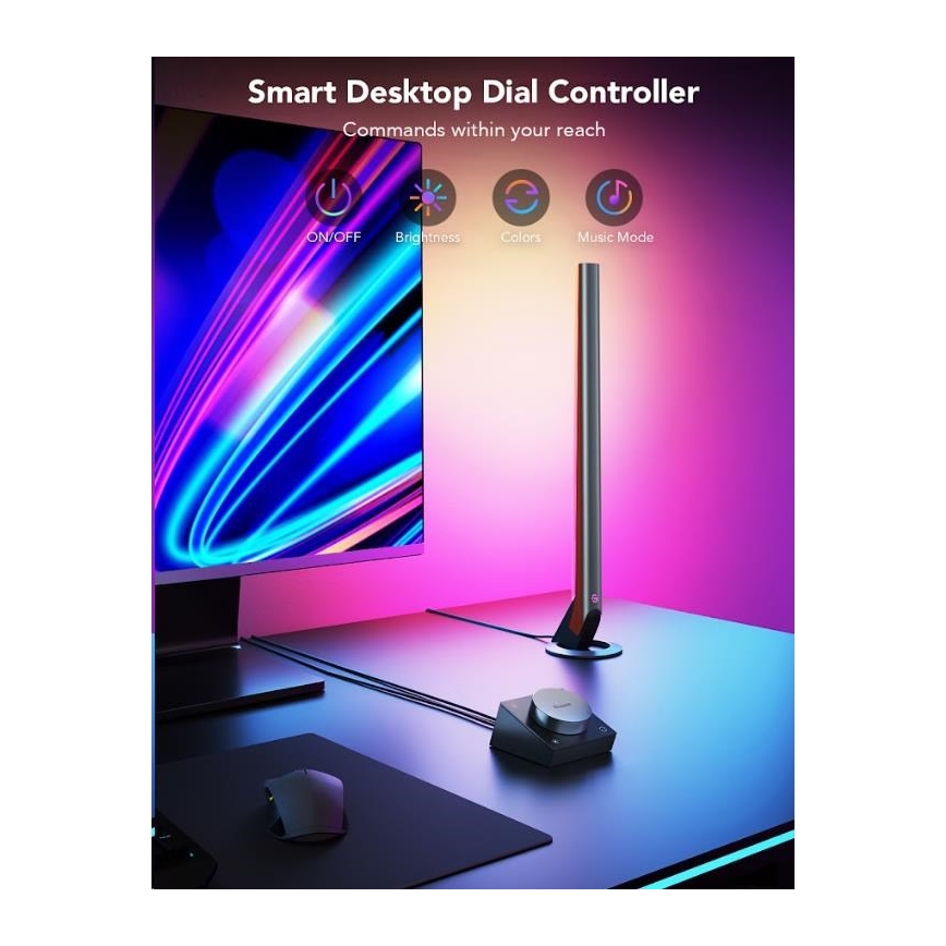 Govee - CONJUNTO 2x Smart Gaming Wi-Fi LED RGBIC Panels + Smart Dual + controlo remoto