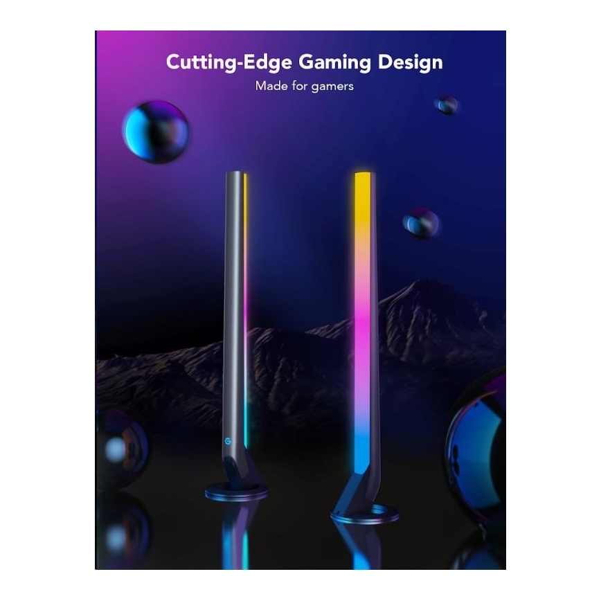 Govee - CONJUNTO 2x Smart Gaming Wi-Fi LED RGBIC Panels + Smart Dual + controlo remoto