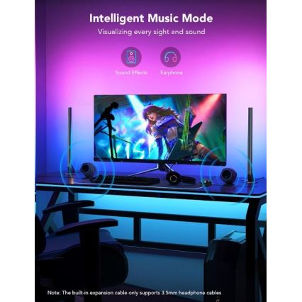 Govee - CONJUNTO 2x Smart Gaming Wi-Fi LED RGBIC Panels + Smart Dual + controlo remoto