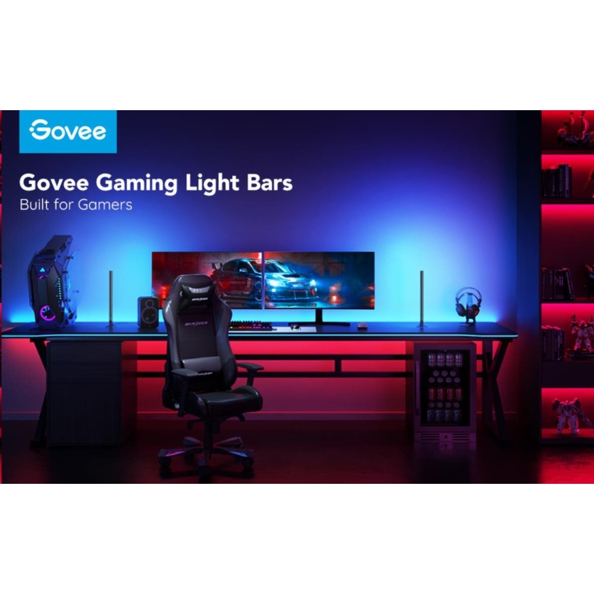 Govee - CONJUNTO 2x Smart Gaming Wi-Fi LED RGBIC Panels + Smart Dual + controlo remoto