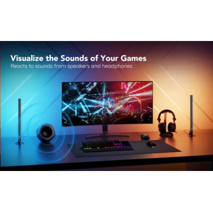 Govee - CONJUNTO 2x Smart Gaming Wi-Fi LED RGBIC Panels + Smart Dual + controlo remoto