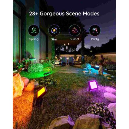 Govee - CONJUNTO 4x Flood Lights exterior SMART LED iluminações Wi-Fi IP66