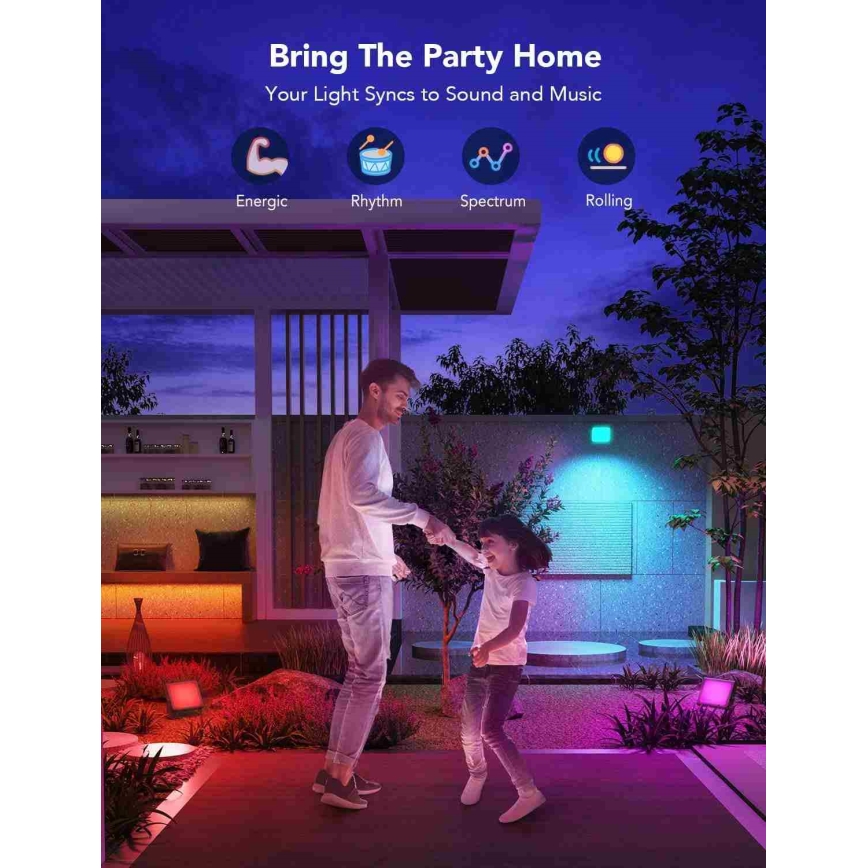 Govee - CONJUNTO 4x Flood Lights exterior SMART LED iluminações Wi-Fi IP66