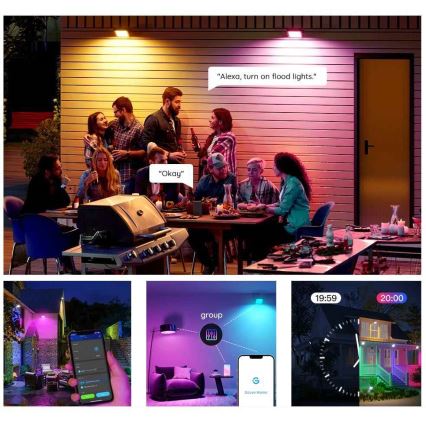 Govee - CONJUNTO 4x Flood Lights exterior SMART LED iluminações Wi-Fi IP66