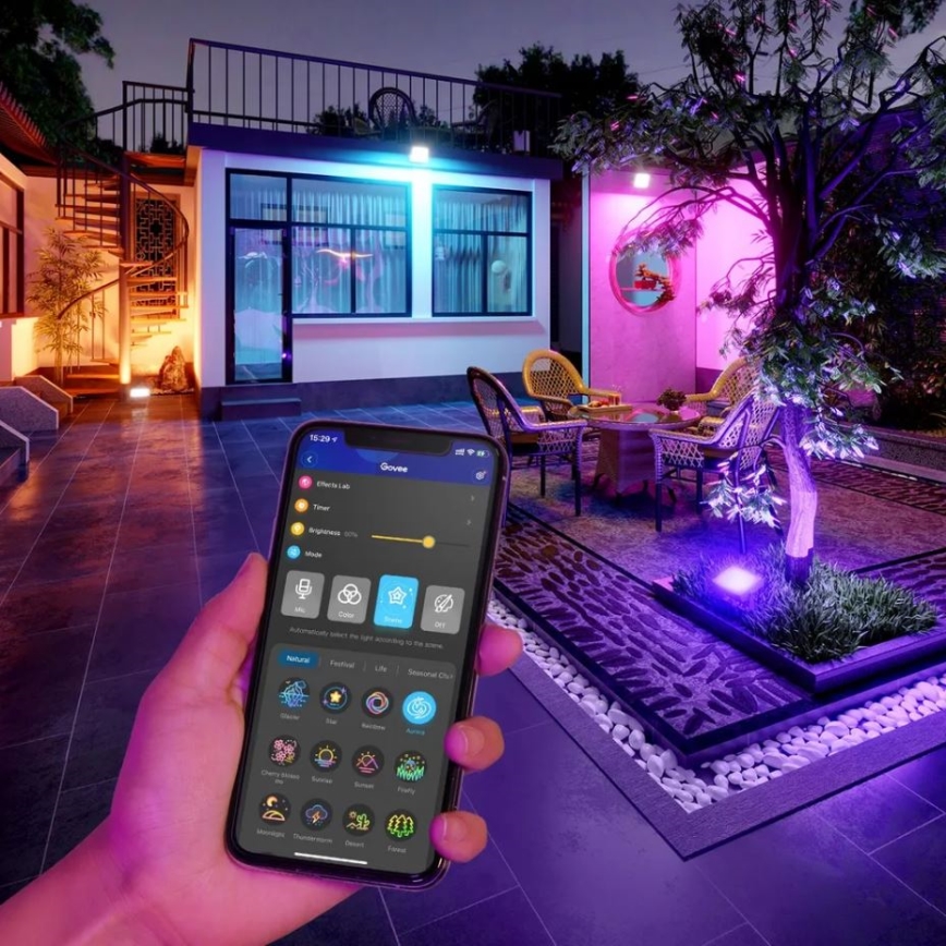 Govee - CONJUNTO 4x Flood Lights exterior SMART LED iluminações Wi-Fi IP66