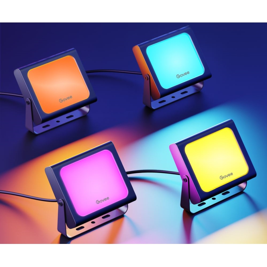 Govee - CONJUNTO 4x Flood Lights exterior SMART LED iluminações Wi-Fi IP66