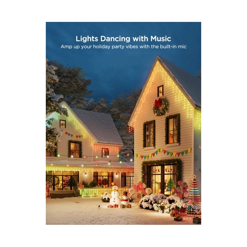 Govee - Corrente exterior LED RGBIC Inteligente icicles 10m Wi-Fi Matter IP65