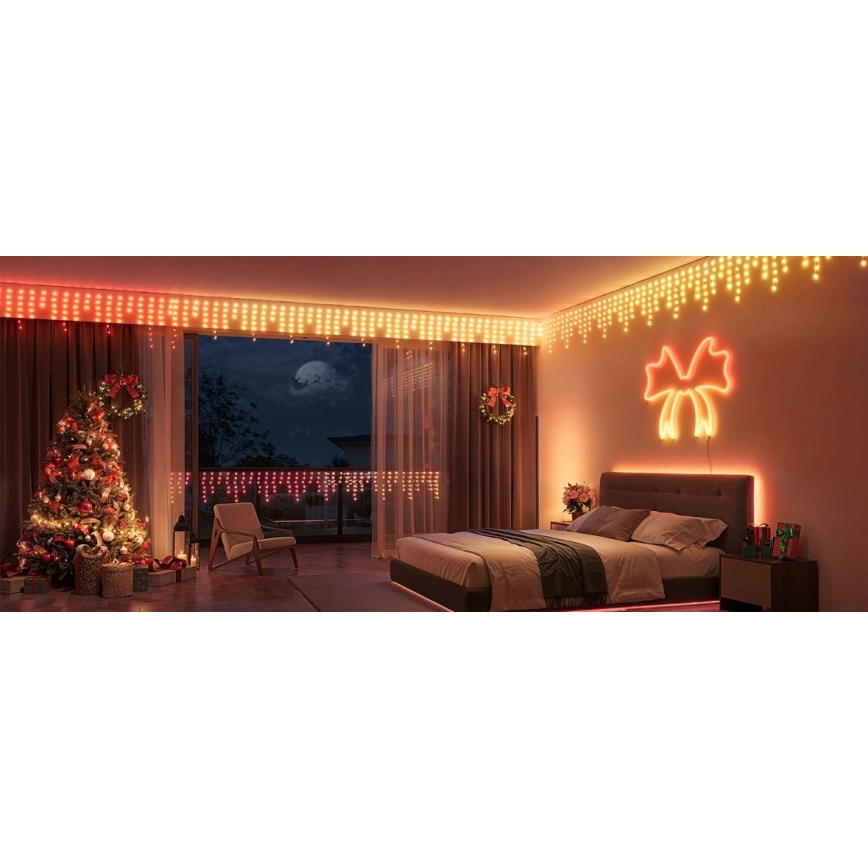 Govee - Corrente exterior LED RGBIC Inteligente icicles 10m Wi-Fi Matter IP65