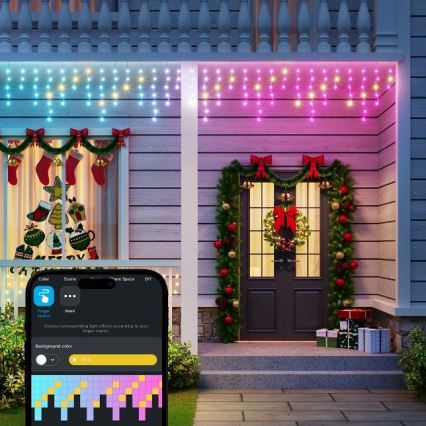 Govee - Corrente exterior LED RGBIC Inteligente icicles 10m Wi-Fi Matter IP65