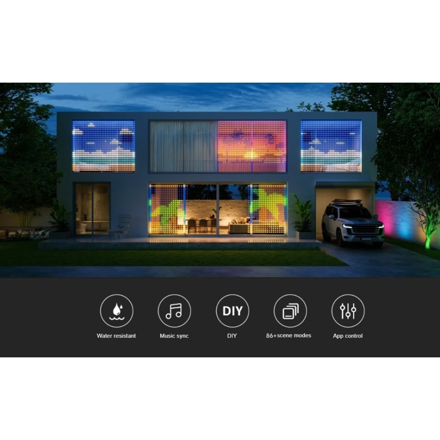 Govee - Cortina luminosa RGBIC 520 LED 1,5x2m Wi-Fi IP65